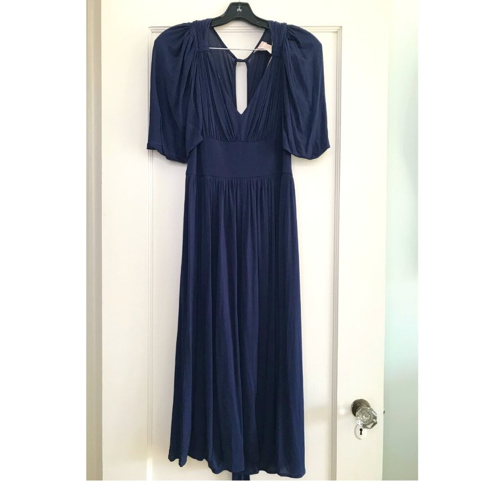 Tracy Reese | Blue Long Flowy Dress with Pleating S